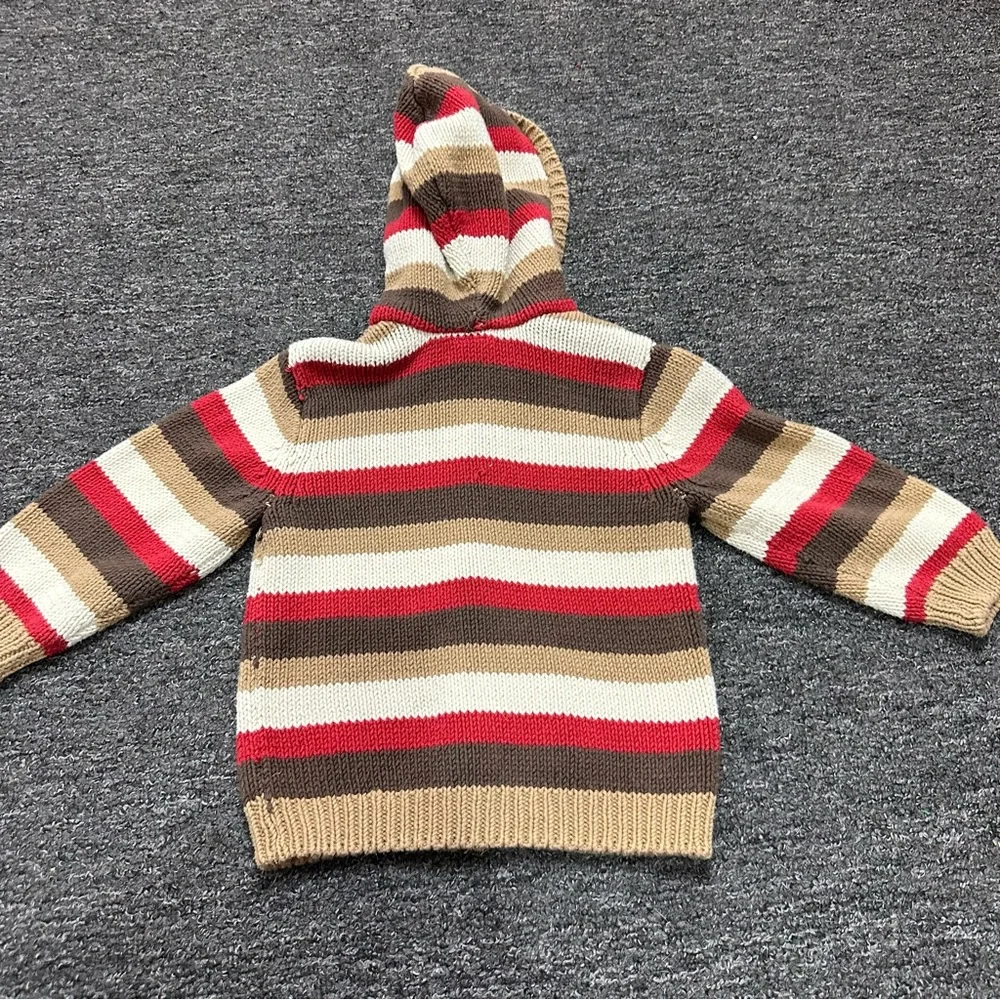Gymboree Chevron Knit Holiday Stripe Sherpa Lined Hood Zip Jacket Boys Size 2T